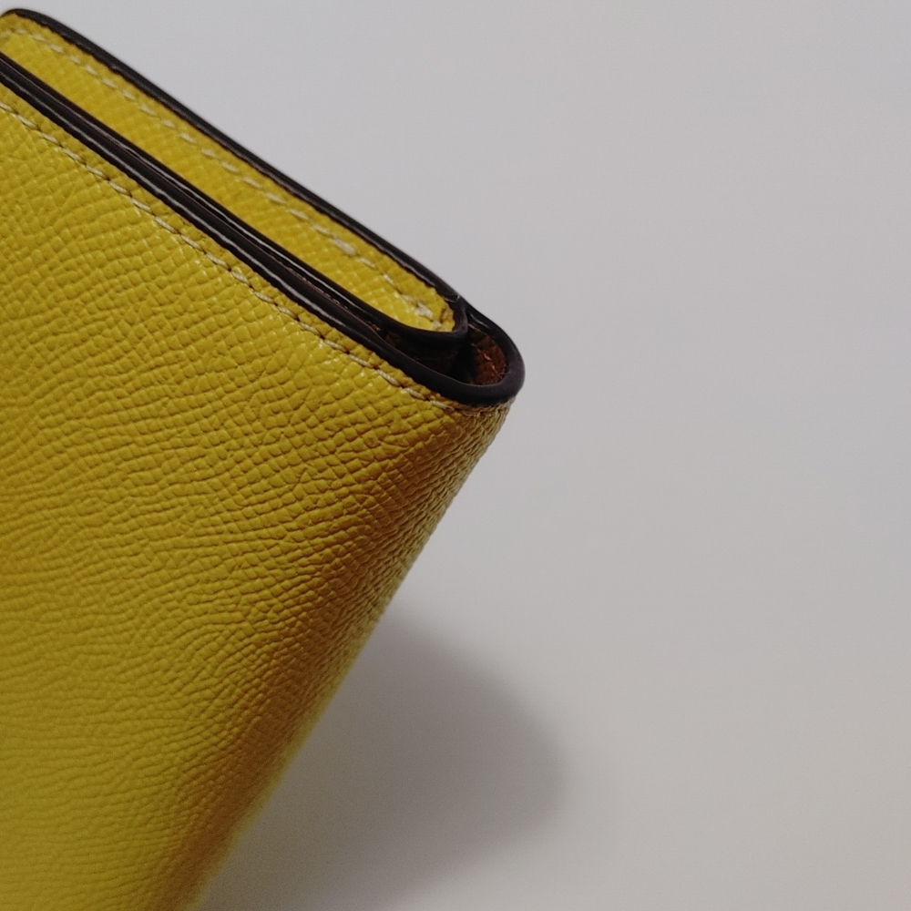 Coach Medium Corner Zip Wallet Yellow/Silver - Picture 8 of 13